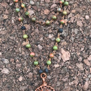 Ukarite and Lava Rocks beaded custom copper chain with signature pendant - Image 2
