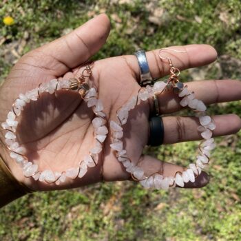 Rose Quartz Crystal Hoop Earrings - Image 2