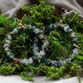 Green Moss Crystal Hoop Earrings