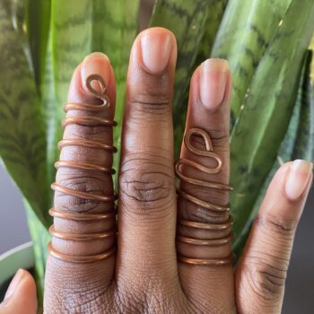 Double Full Finger Spiral Copper Ring - Image 2